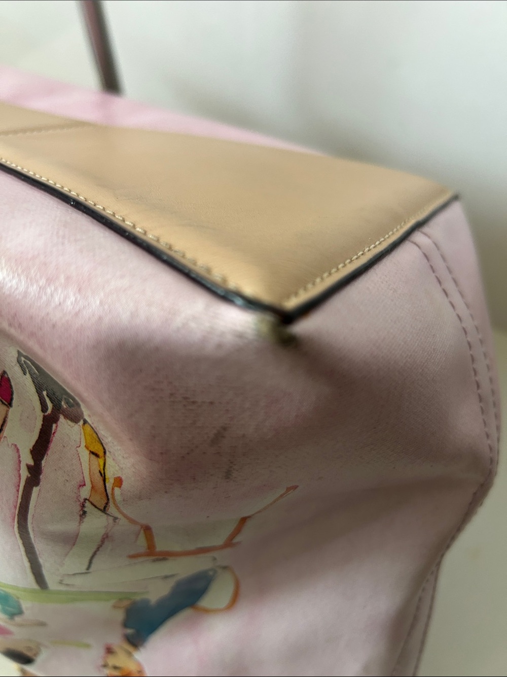 kate spade Ooh La La Pink Leather Illustrated Tote Bag Boho Rare Only $100!!! - Picture 12 of 16
